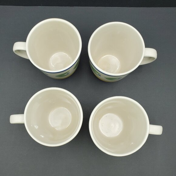 Trisa Trs4 Mugs Trisa Blue Yellow Bands Green Leaves Mugs - Picture 3 of 11